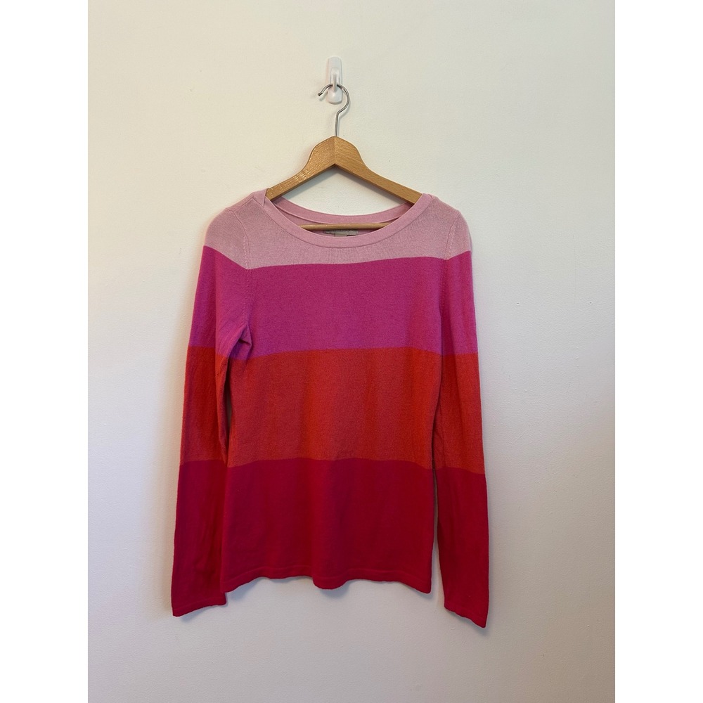 Banana Republic Pink and Red Colorblock Crewneck Knit Sweater | Size Small